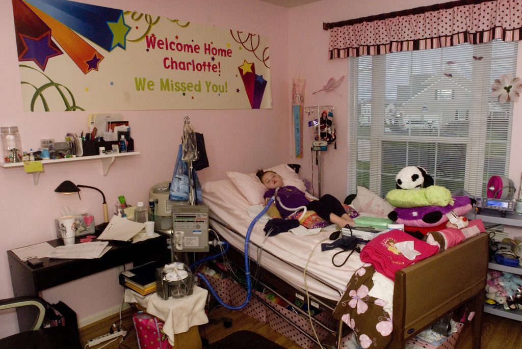 Converted Susan’s first-floor office into a bright, girly pink bedroom for Charlotte.
