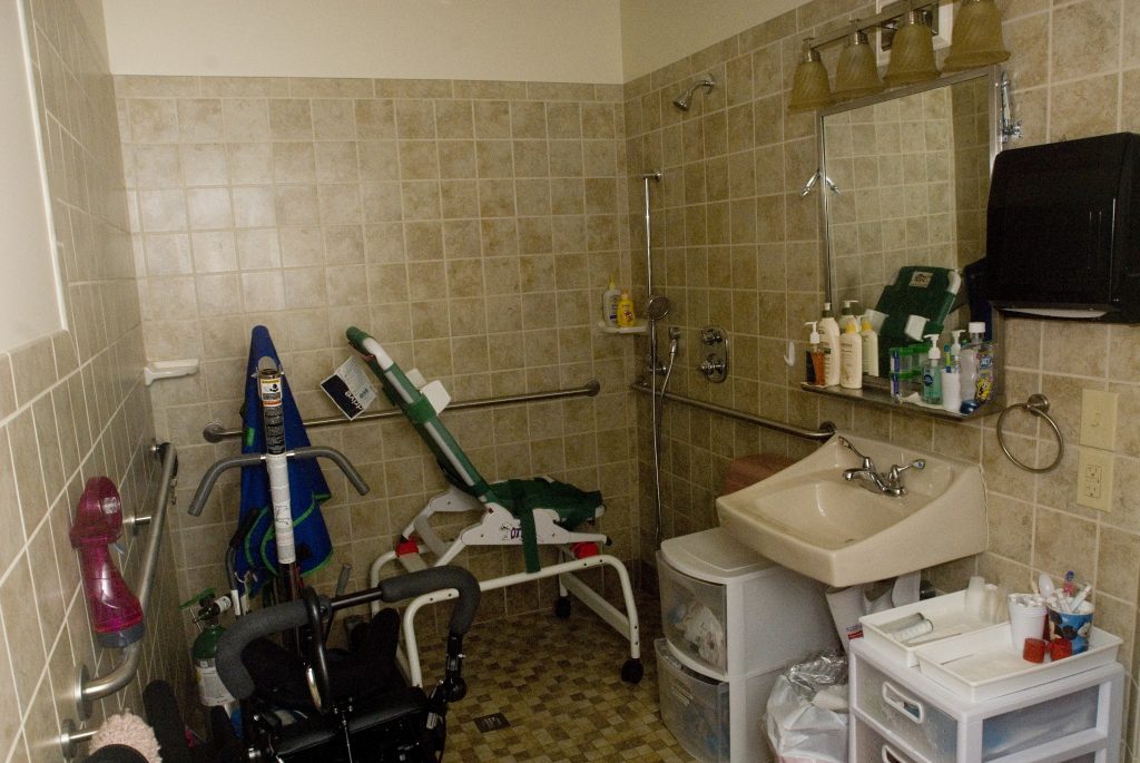 The new bathroom that once was part of a garage.
